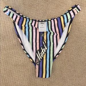 Motel Rocks L NWT high leg & waisted stripe bikini